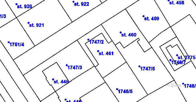 Parcela st. 461 v KÚ Tišnov, Katastrální mapa