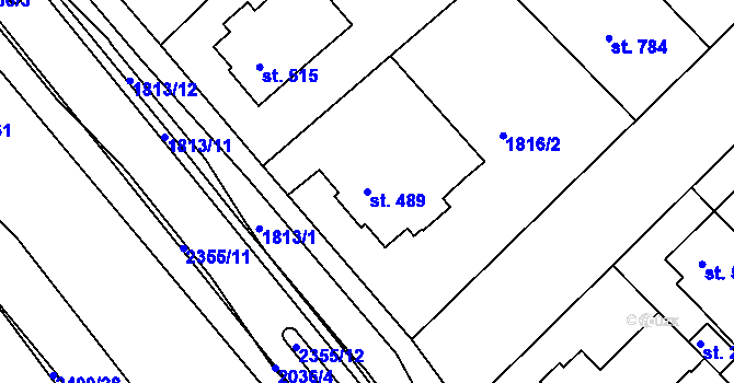 Parcela st. 489 v KÚ Tišnov, Katastrální mapa