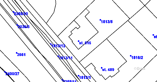 Parcela st. 515 v KÚ Tišnov, Katastrální mapa
