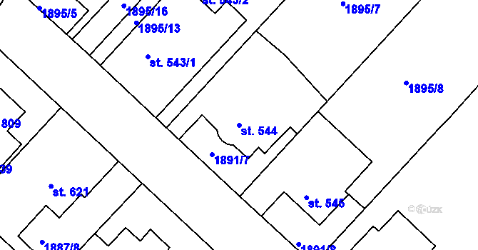 Parcela st. 544 v KÚ Tišnov, Katastrální mapa