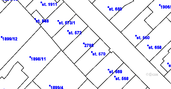 Parcela st. 571 v KÚ Tišnov, Katastrální mapa