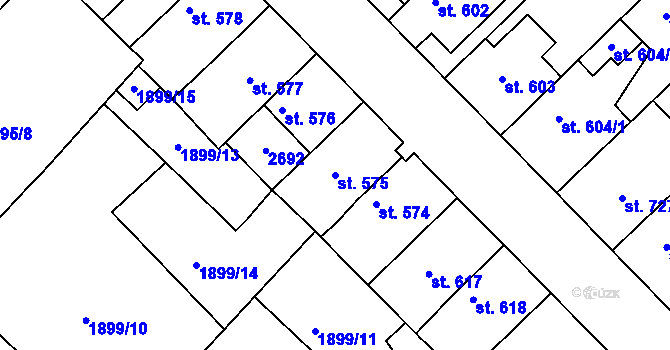 Parcela st. 575 v KÚ Tišnov, Katastrální mapa