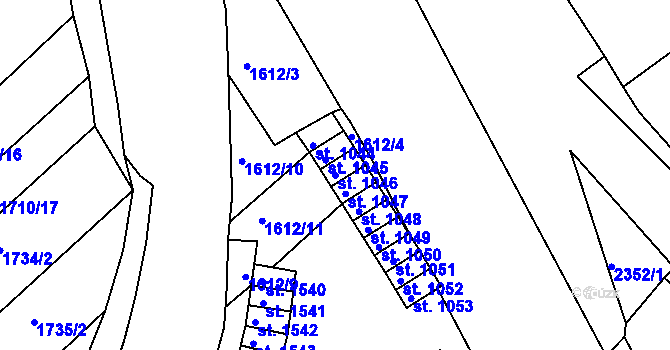 Parcela st. 1046 v KÚ Tišnov, Katastrální mapa