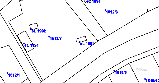 Parcela st. 1993 v KÚ Tišnov, Katastrální mapa