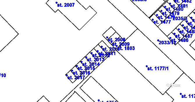 Parcela st. 2011 v KÚ Tišnov, Katastrální mapa