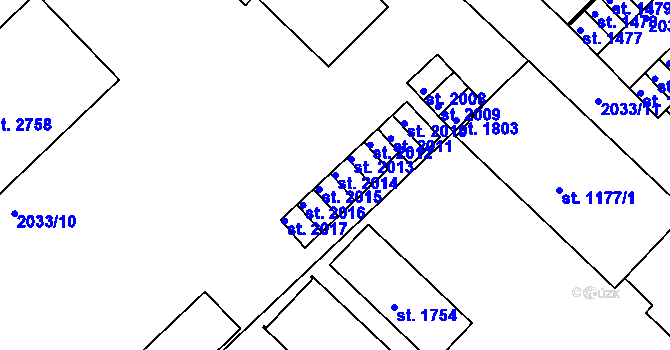 Parcela st. 2014 v KÚ Tišnov, Katastrální mapa