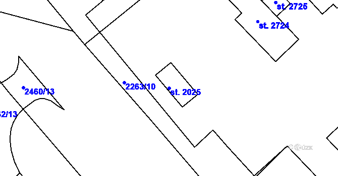 Parcela st. 2025 v KÚ Tišnov, Katastrální mapa
