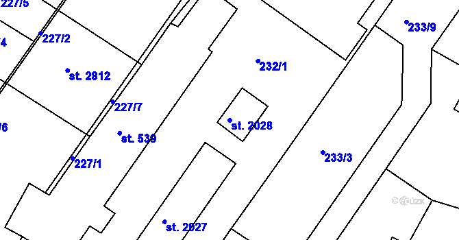 Parcela st. 2028 v KÚ Tišnov, Katastrální mapa