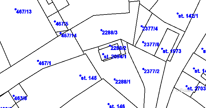 Parcela st. 2094/1 v KÚ Tišnov, Katastrální mapa