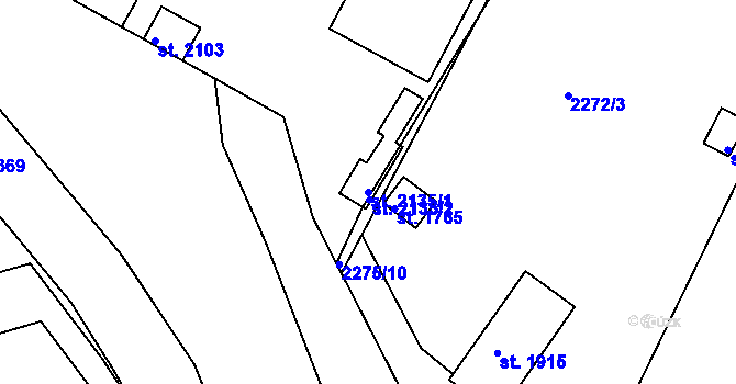 Parcela st. 2135/1 v KÚ Tišnov, Katastrální mapa