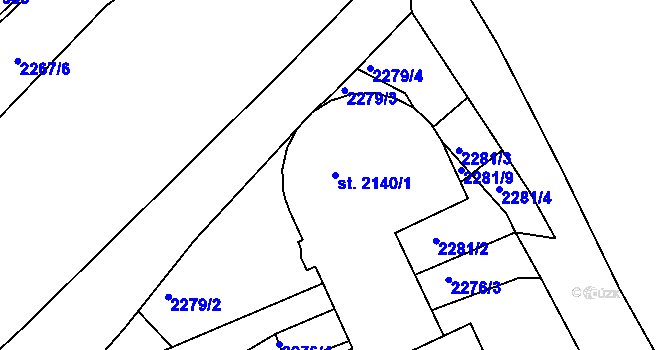 Parcela st. 2140/1 v KÚ Tišnov, Katastrální mapa