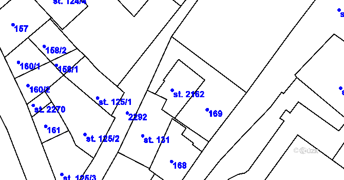 Parcela st. 2162 v KÚ Tišnov, Katastrální mapa