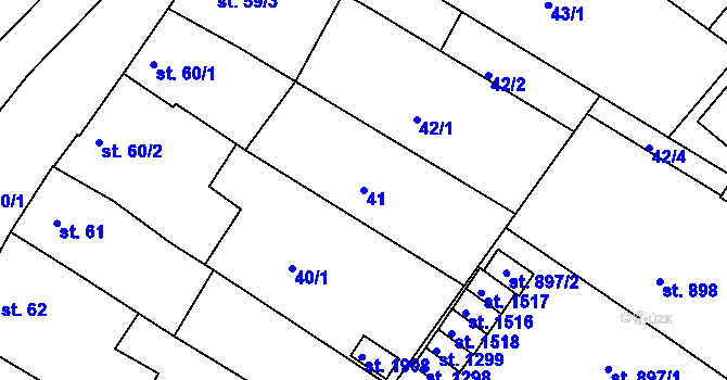Parcela st. 41 v KÚ Tišnov, Katastrální mapa