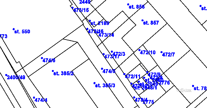 Parcela st. 473/17 v KÚ Tišnov, Katastrální mapa