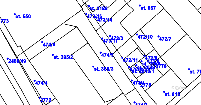 Parcela st. 474/5 v KÚ Tišnov, Katastrální mapa