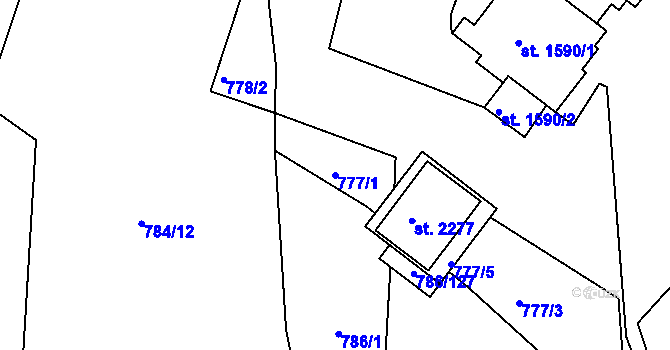 Parcela st. 777/1 v KÚ Tišnov, Katastrální mapa