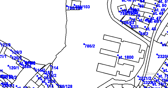 Parcela st. 786/2 v KÚ Tišnov, Katastrální mapa