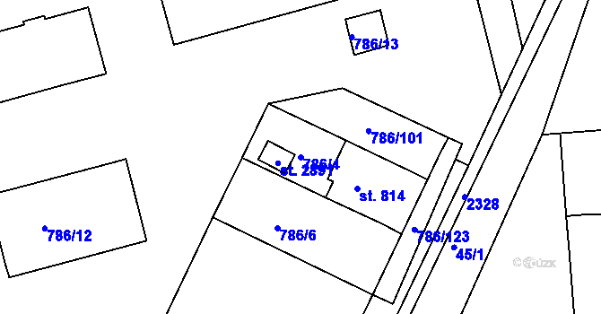 Parcela st. 786/4 v KÚ Tišnov, Katastrální mapa