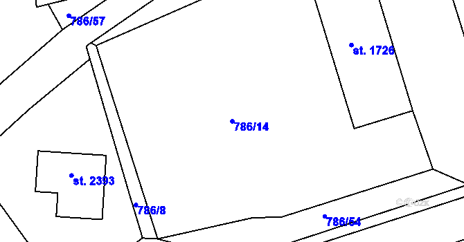 Parcela st. 786/14 v KÚ Tišnov, Katastrální mapa