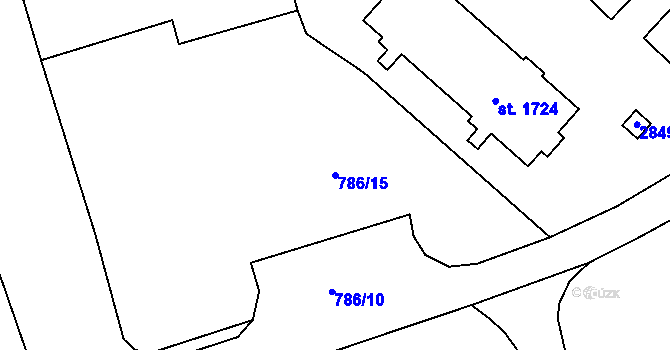 Parcela st. 786/15 v KÚ Tišnov, Katastrální mapa