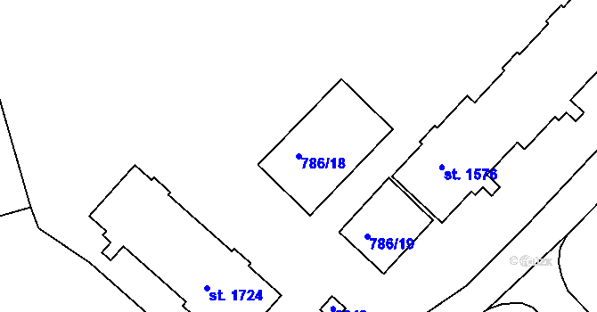 Parcela st. 786/18 v KÚ Tišnov, Katastrální mapa