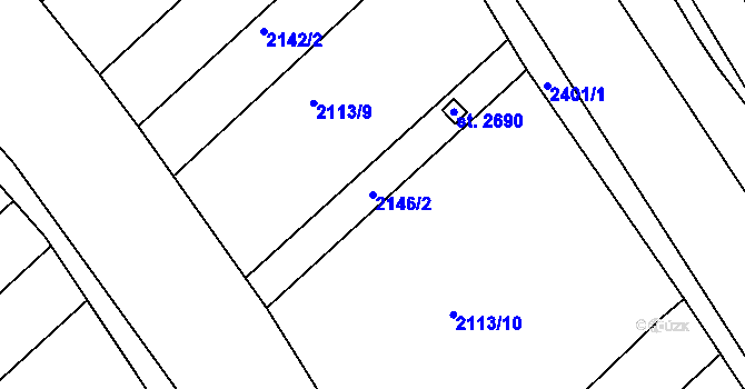 Parcela st. 2146/2 v KÚ Tišnov, Katastrální mapa