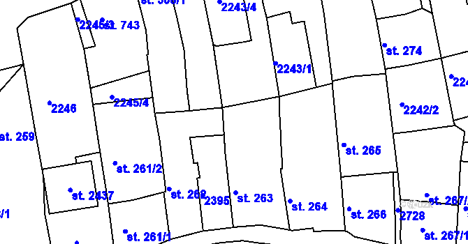 Parcela st. 2243/3 v KÚ Tišnov, Katastrální mapa