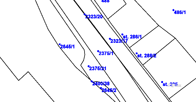 Parcela st. 2375/1 v KÚ Tišnov, Katastrální mapa