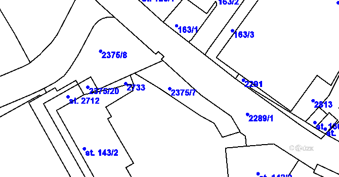 Parcela st. 2375/7 v KÚ Tišnov, Katastrální mapa