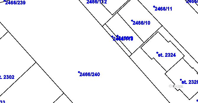Parcela st. 2466/8 v KÚ Tišnov, Katastrální mapa