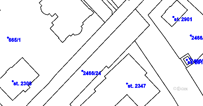 Parcela st. 2466/25 v KÚ Tišnov, Katastrální mapa