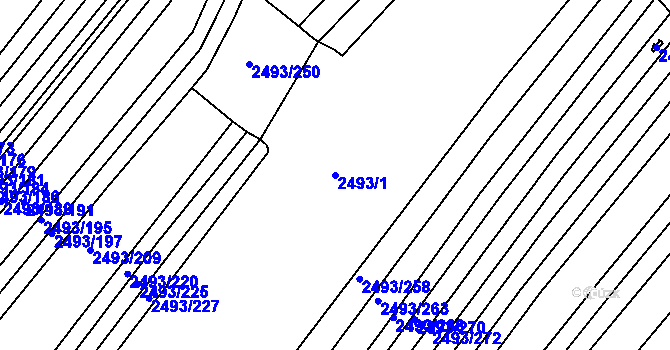 Parcela st. 2493/1 v KÚ Tišnov, Katastrální mapa