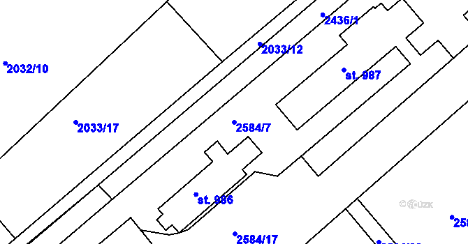 Parcela st. 2584/7 v KÚ Tišnov, Katastrální mapa