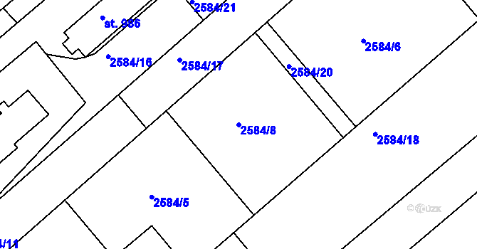 Parcela st. 2584/8 v KÚ Tišnov, Katastrální mapa