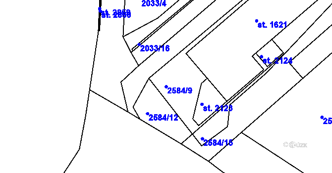 Parcela st. 2584/9 v KÚ Tišnov, Katastrální mapa