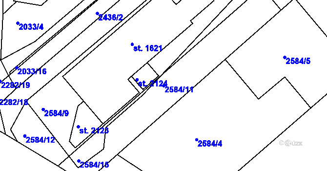 Parcela st. 2584/11 v KÚ Tišnov, Katastrální mapa