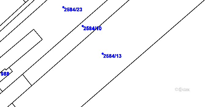 Parcela st. 2584/13 v KÚ Tišnov, Katastrální mapa