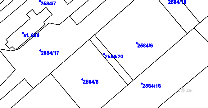 Parcela st. 2584/20 v KÚ Tišnov, Katastrální mapa