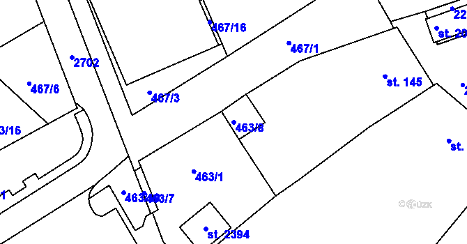 Parcela st. 463/8 v KÚ Tišnov, Katastrální mapa
