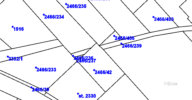 Parcela st. 2466/41 v KÚ Tišnov, Katastrální mapa