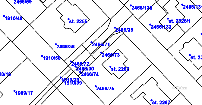 Parcela st. 2466/73 v KÚ Tišnov, Katastrální mapa