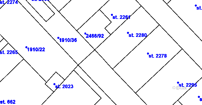 Parcela st. 2466/94 v KÚ Tišnov, Katastrální mapa