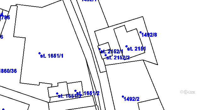 Parcela st. 2152/2 v KÚ Tišnov, Katastrální mapa