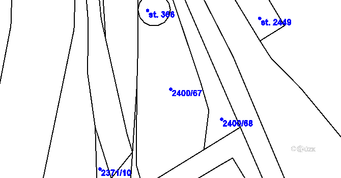 Parcela st. 2400/67 v KÚ Tišnov, Katastrální mapa