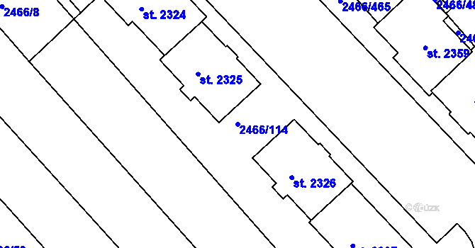 Parcela st. 2466/114 v KÚ Tišnov, Katastrální mapa
