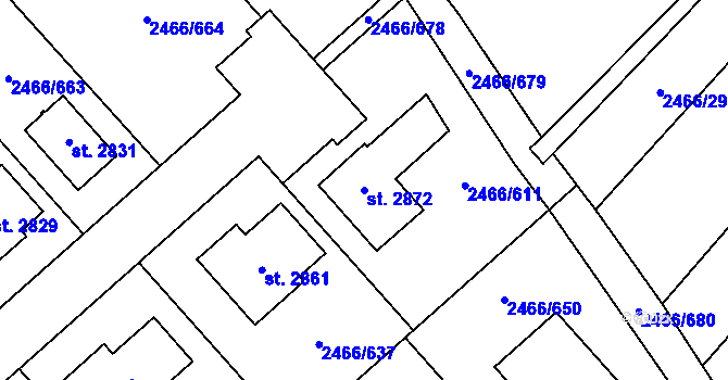 Parcela st. 2872 v KÚ Tišnov, Katastrální mapa