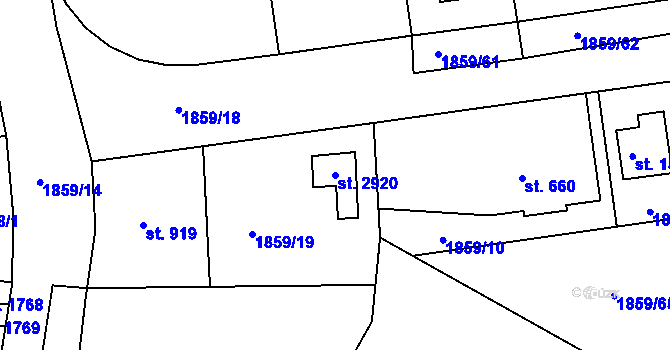 Parcela st. 2920 v KÚ Tišnov, Katastrální mapa