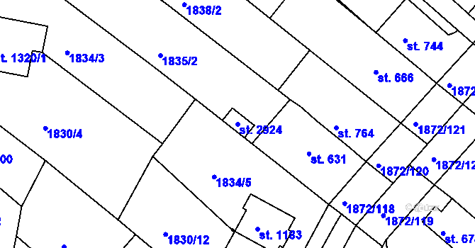 Parcela st. 2924 v KÚ Tišnov, Katastrální mapa