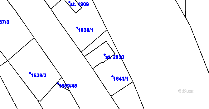 Parcela st. 2930 v KÚ Tišnov, Katastrální mapa