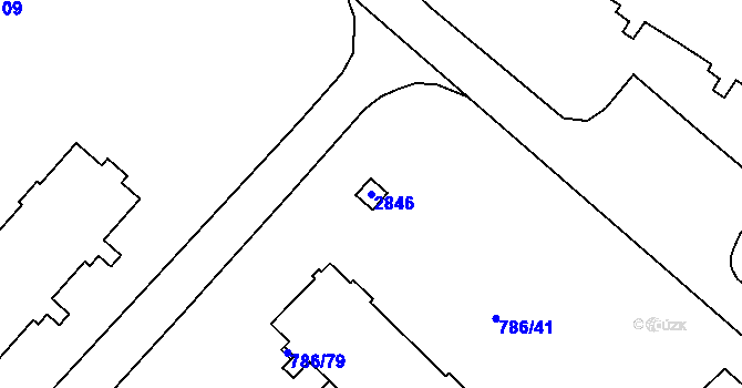 Parcela st. 2846 v KÚ Tišnov, Katastrální mapa